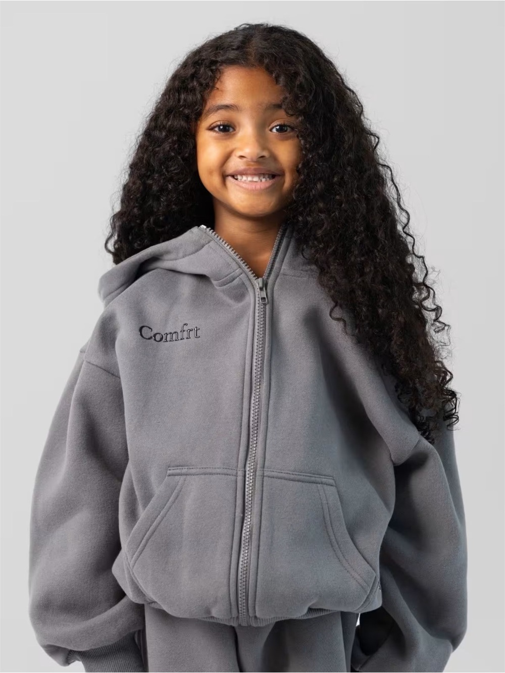 Comfrt Kids Wolf Grey Cloud Zip Up Hoodie Sweatshirt
